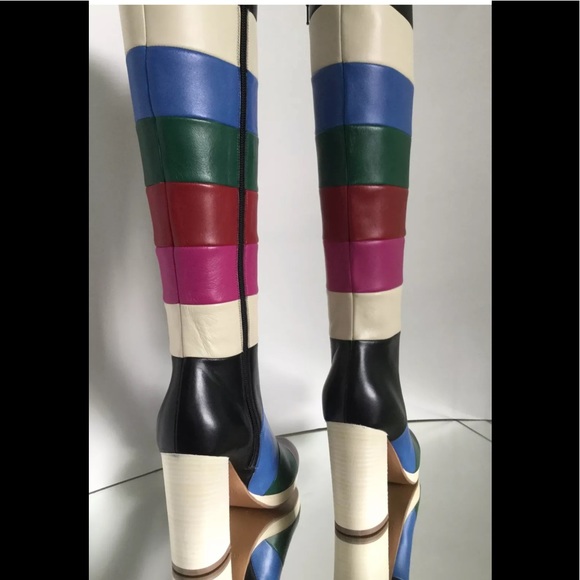 Valentino Garavani Bo Y Ch Striped Leather Boots - Picture 3 of 12